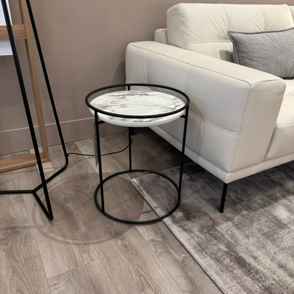 Calligaris Atollo side table — White marble ceramic — clearance