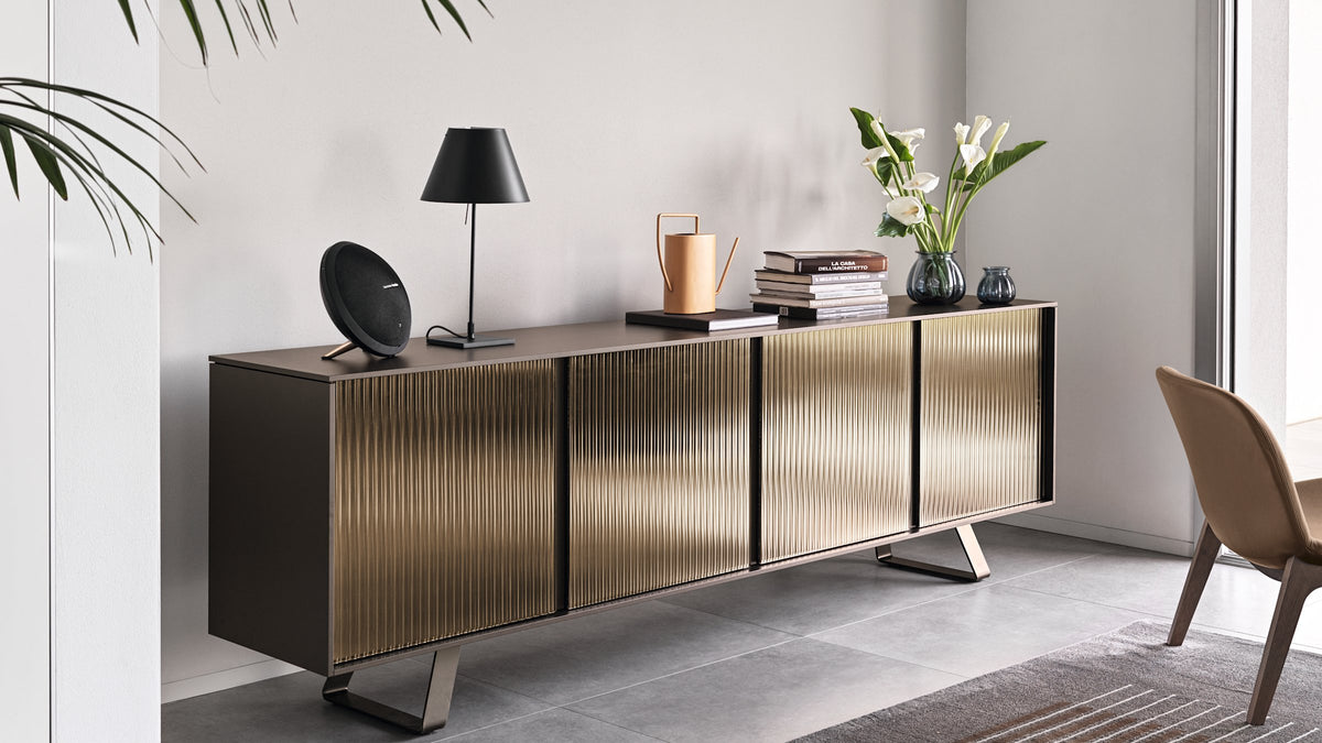 Calligaris Secret mirrored bronze sideboard in a living room