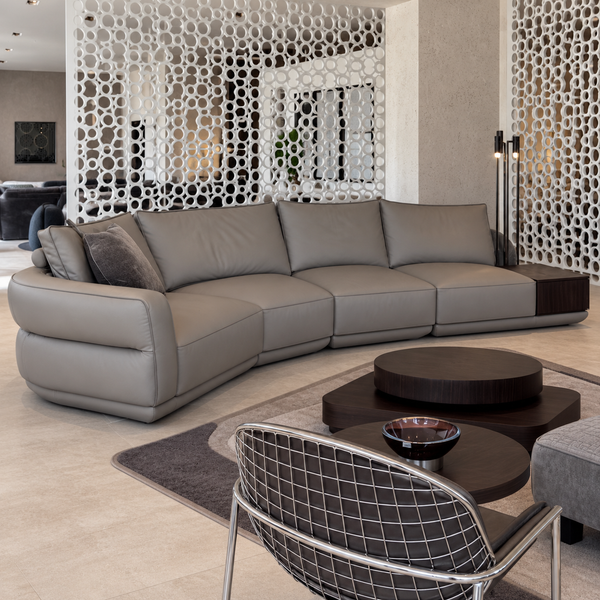 Natuzzi Italia Habita leather modular sofa with side table — ex-display