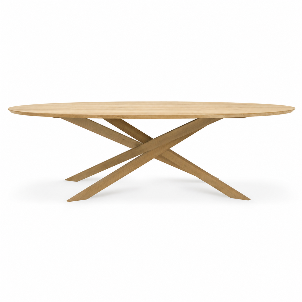 Ethnicraft Mikado50181 oak oval dining table — supplier cut-out, square reframe; table only.