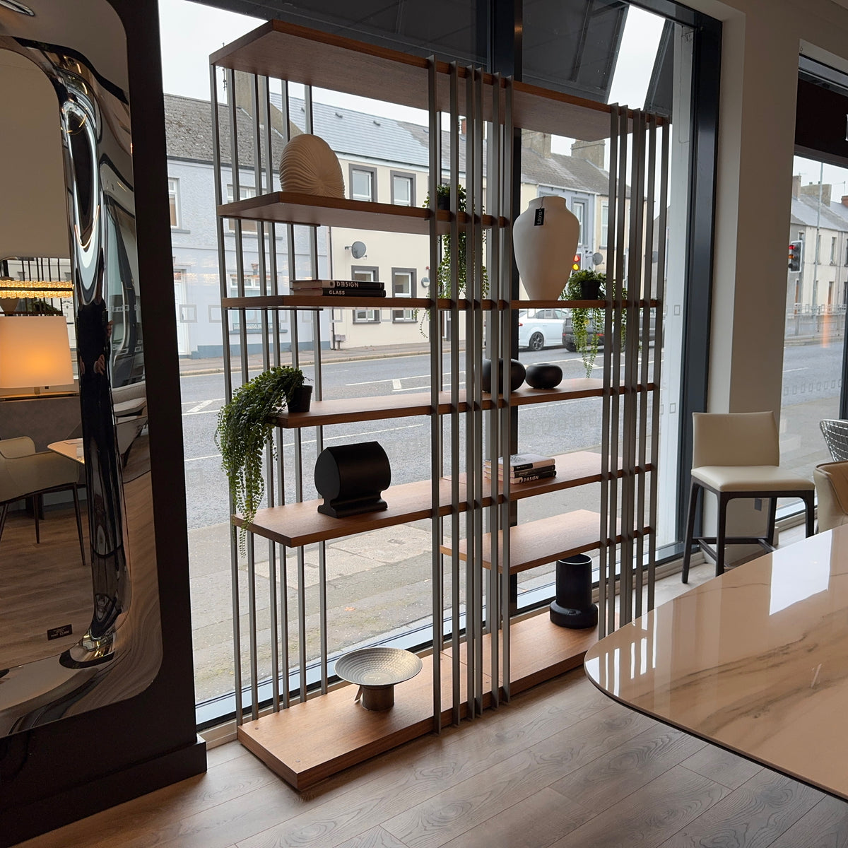 TWO SEPARATE BOOKCASES shown: Cattelan Italia Arsenal A and Arsenal B, £1,395 EACH. Price is for one bookcase, not the pair; accessories excluded.