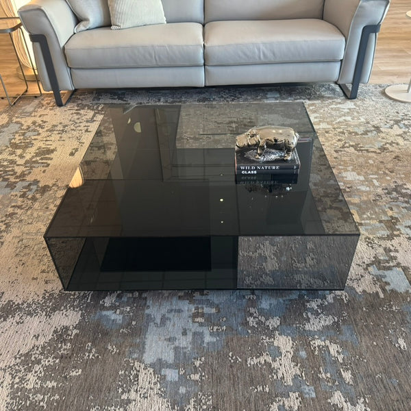 Natuzzi Italia Labirinto square coffee table — smoke — clearance