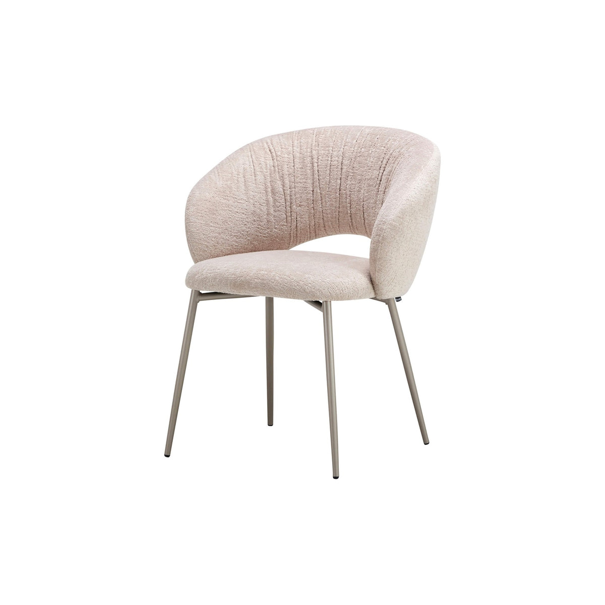 Calligaris Anime dining chair in Aspen Sand fabric with matt pearl beige metal legs — set of six available