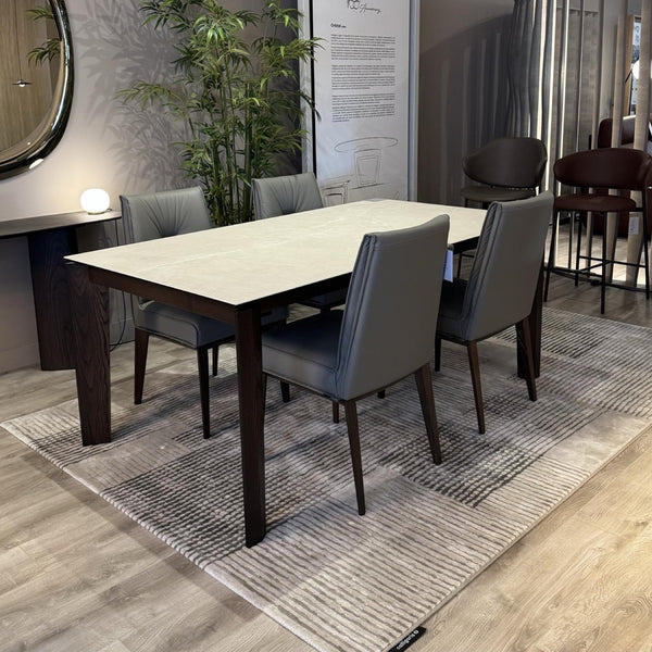 Calligaris Alpha extending table and four Romy leather chairs — ex-display