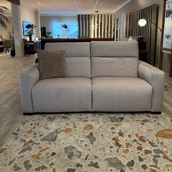 Natuzzi Editions Baltimora two-seater power sofa — Afrodite Oyster fabric — ex-display