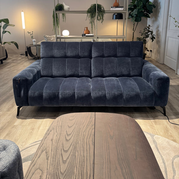 Natuzzi Editions Portento three-seater sofa — Cupido Midnight Blue fabric — ex-display