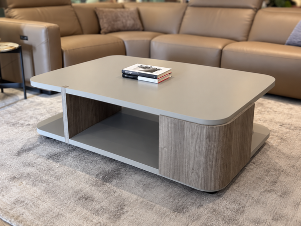 Natuzzi Editions Gate coffee table — matt grey and silver grey — ex-display