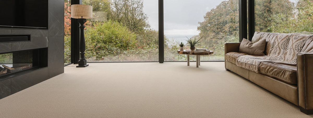 Contemporary living room with Ulster Carpets Open Spaces Auckland Amaretti carpet — supplier inspiration