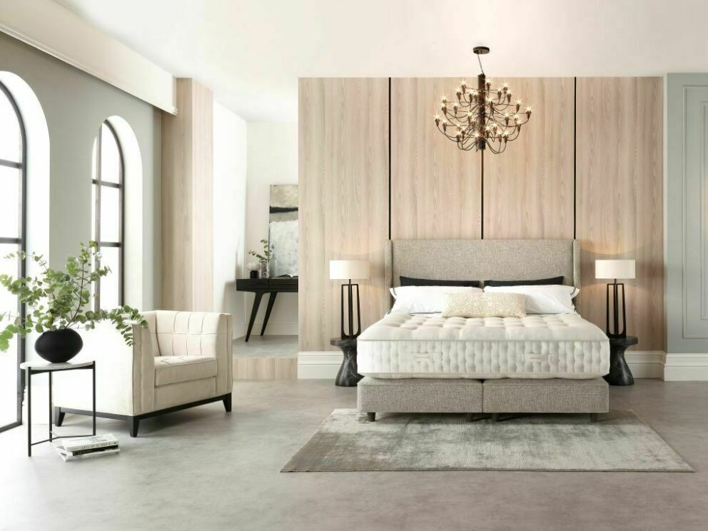 Somnus Precious in a bedroom setting. Illustrated base and headboard sold separately.