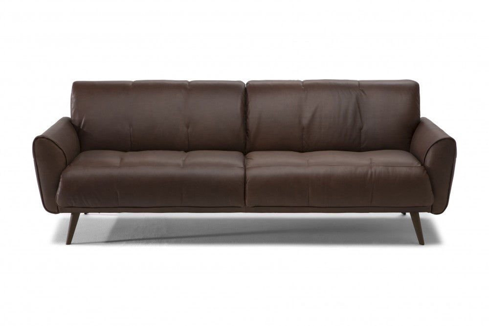 Natuzzi Editions Talento brown leather sofa, front view