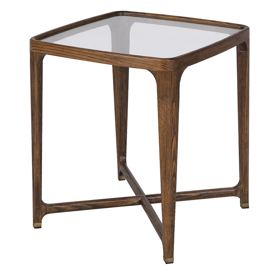 Ripon Square Glass-Top Side Table — full product view
