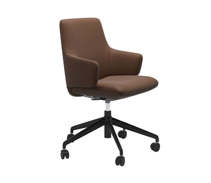 Laurel Office Chair low back with arms — Batick Warm Brown / Matt black steel